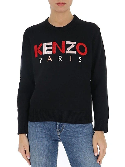 Shop Kenzo Embroidered Logo Sweater In Black