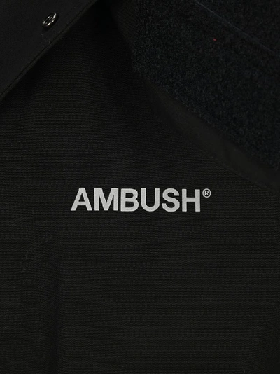 Shop Ambush Logo Hooded Coat In Black