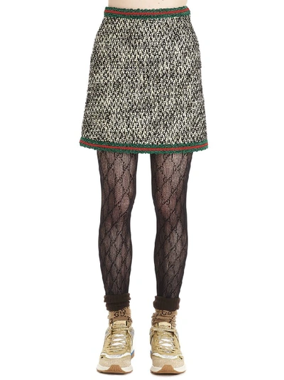 Shop Gucci Tweed Skirt In Multi