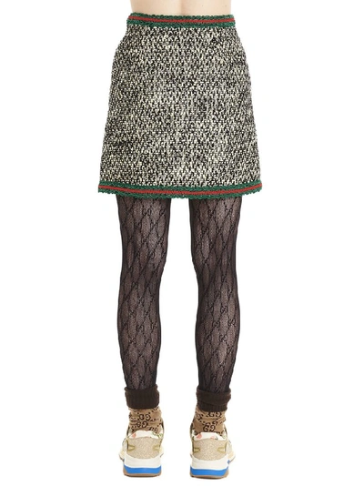 Shop Gucci Tweed Skirt In Multi