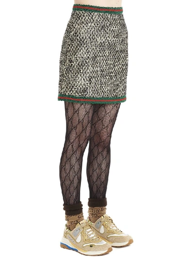 Shop Gucci Tweed Skirt In Multi