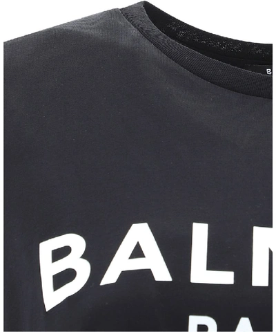 Shop Balmain Logo Cropped Top In Black