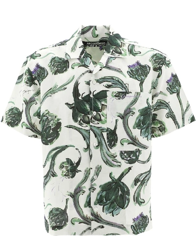 Shop Jacquemus Floral Printed Short Sleeved Shirt In White