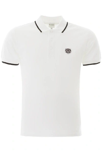 Shop Kenzo Tiger Patch Polo Shirt In White