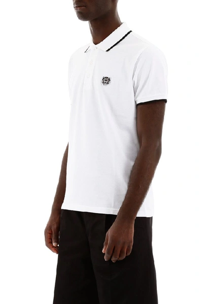 Shop Kenzo Tiger Patch Polo Shirt In White