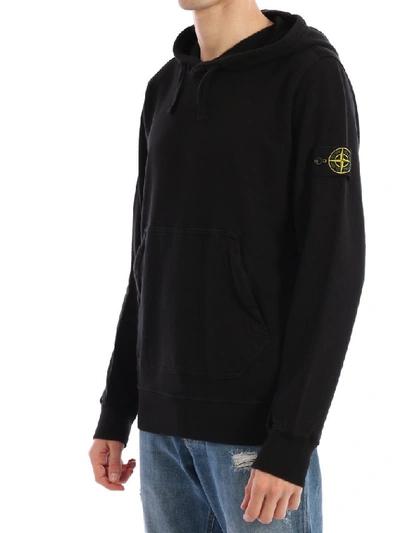 Shop Stone Island Drawstring Hoodie In Black