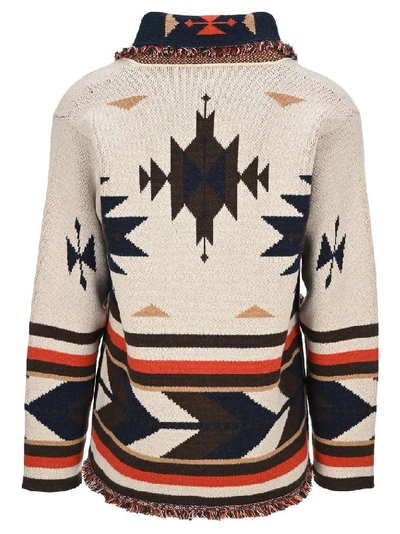 Shop Alanui Contrasting Motif Cardigan In Multi