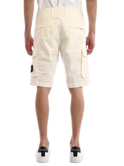 Shop Stone Island Cargo Bermuda Shorts In White
