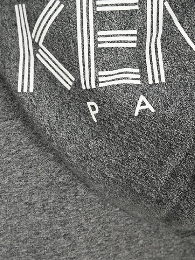Shop Kenzo Zip Up Logo Hoodie In Grey
