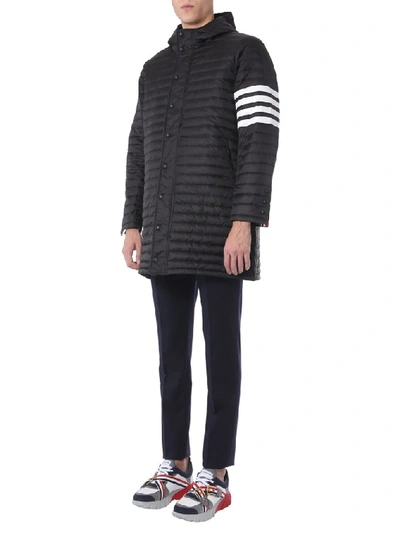 Shop Thom Browne 4 Bar Hooded Down Coat In Black