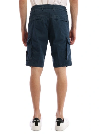 Shop Stone Island Cargo Bermuda Shorts In Blue
