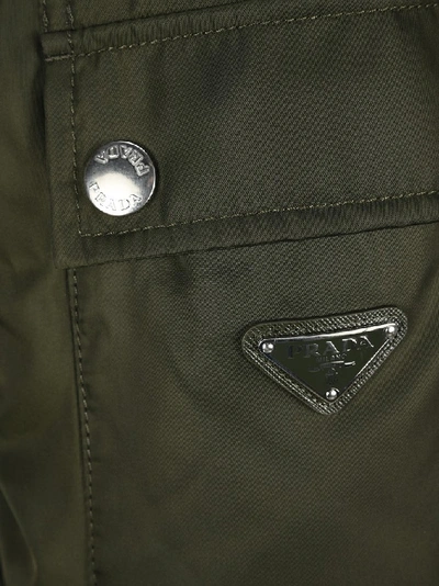 Shop Prada Logo Plaque Bomber Jacket In Green