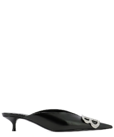 Shop Balenciaga Bb Embelished Mules In Black