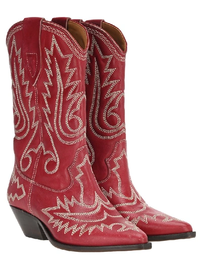 Shop Isabel Marant Duerto Embroidered Boots In Red