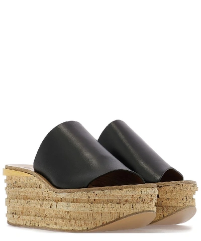 Shop Chloé Platform Slides In Black