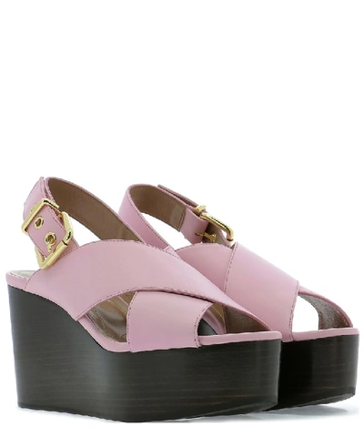 Shop Marni Crossover Platform Sandals In Pink