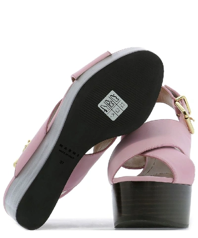 Shop Marni Crossover Platform Sandals In Pink