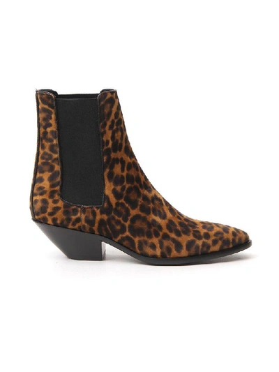 Shop Saint Laurent West Chelsea Leopard Print Boots In Multi