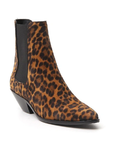 Shop Saint Laurent West Chelsea Leopard Print Boots In Multi