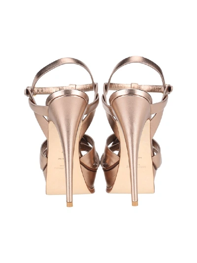 Shop Saint Laurent Tribute Platform Sandals In Gold