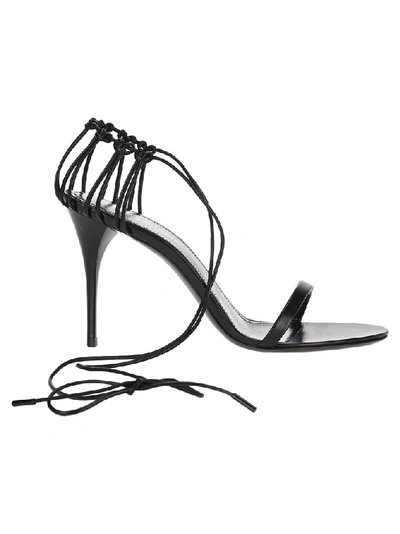 Shop Saint Laurent Lexi Ankle Wrapped Sandals In Black