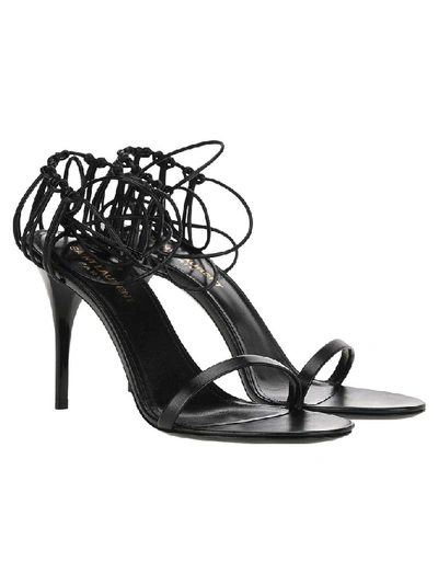 Shop Saint Laurent Lexi Ankle Wrapped Sandals In Black