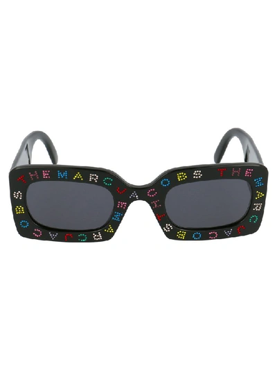 Shop Marc Jacobs Eyewear Logo Embellished Sunglasses In Black