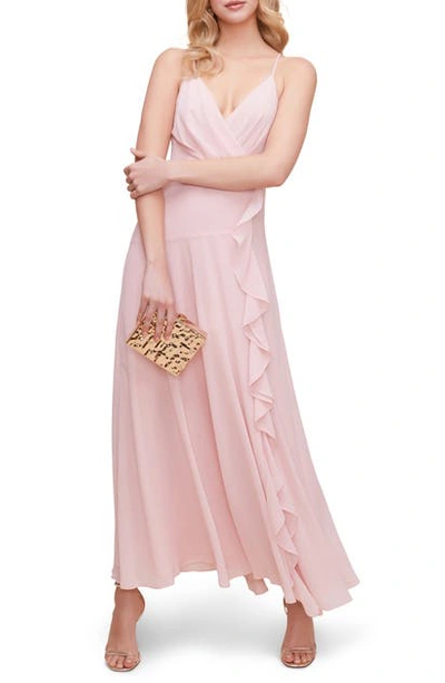 Shop Astr Floral Ruffle Detail Maxi Dress In Pale Blush