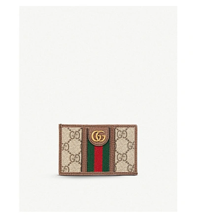 Shop Gucci Ophidia Gg Card Holder In Beige
