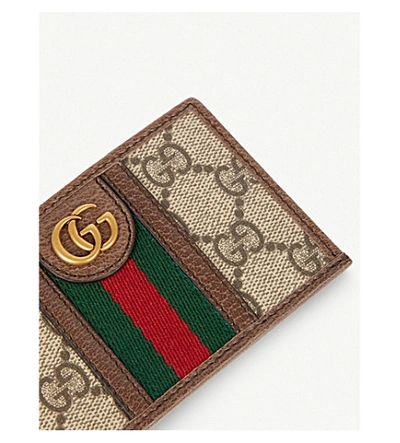 Shop Gucci Ophidia Gg Card Holder In Beige