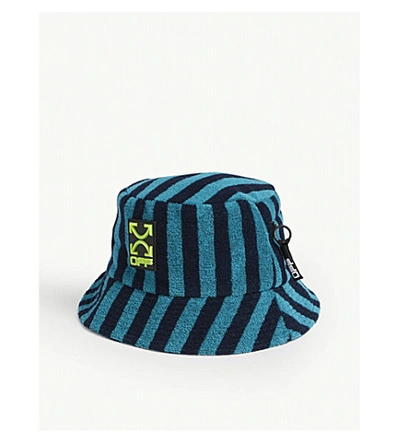 Shop Off-white Towel Stripe Bucket Hat In Petrol Blue