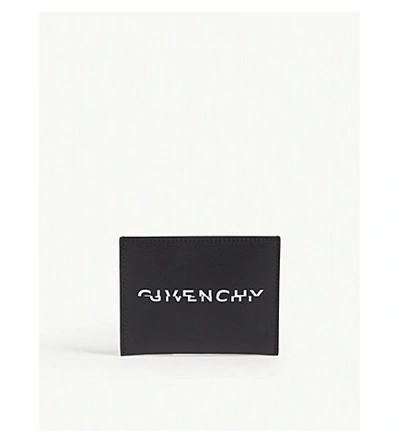 Shop Givenchy Staggered Logo Leather Card Holder