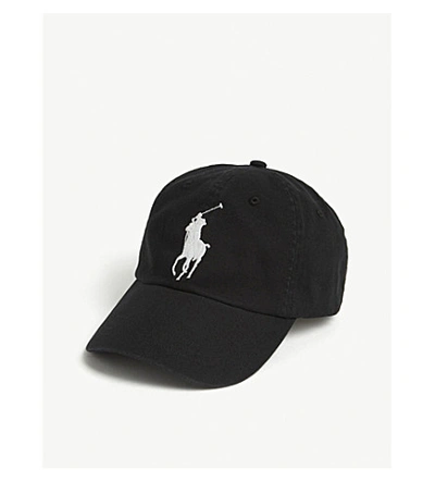 Shop Polo Ralph Lauren Embroidered Logo Baseball Cap In Black