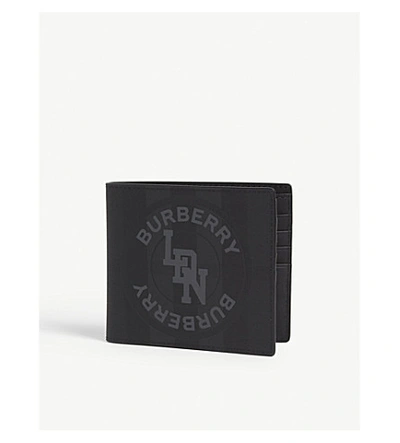 Shop Burberry London Check Leather Wallet In Dark Charcoal