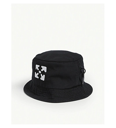 Shop Off-white Arrow Logo Cotton Bucket Hat In Black White