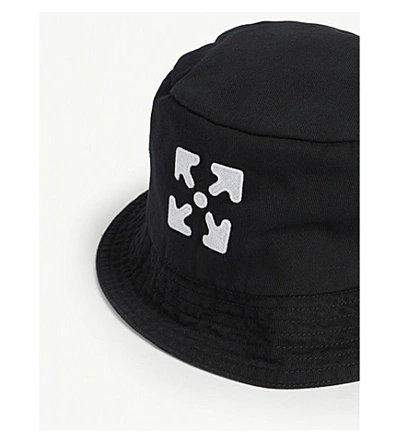 Shop Off-white Arrow Logo Cotton Bucket Hat In Black White