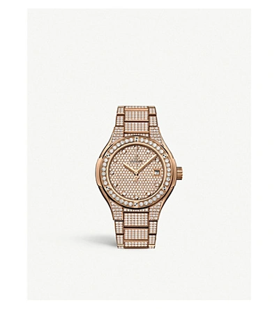 Shop Hublot 585.ox.9000.ox.3604 Classic Fusion 18ct Rose-gold And Diamond Watch