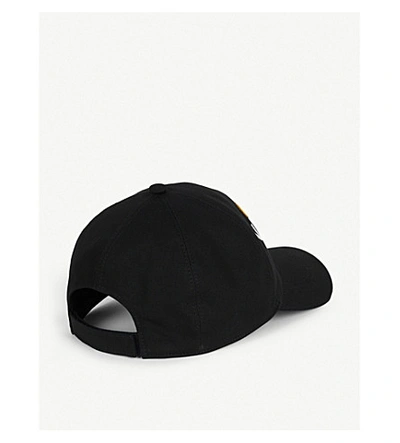 Shop Versace Safety Pin-embroidered Cotton Baseball Cap In Black