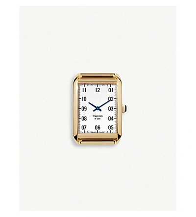 Shop Tom Ford Mens White Opaline Tft00100707 001 18ct Yellow-gold Watch