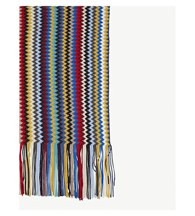 Shop Missoni Zig-zag Stripe Knitted Scarf In Multi