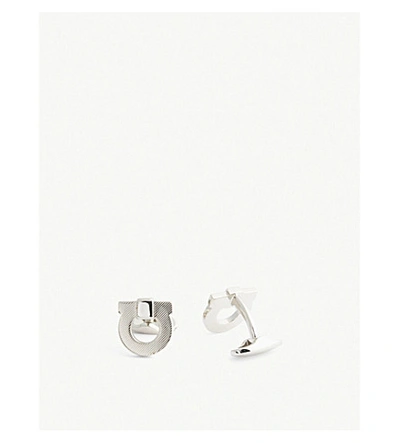 Shop Ferragamo Gancini Logo Cufflinks In Gold