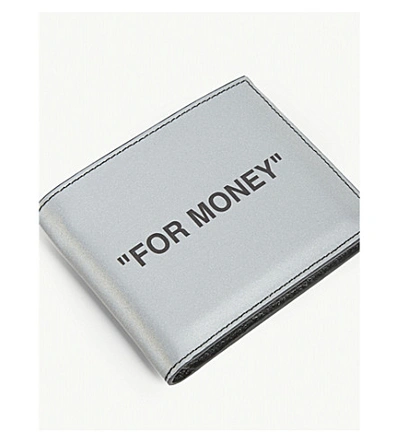 Shop Off-white “for Money” Leather Wallet In Silver+black