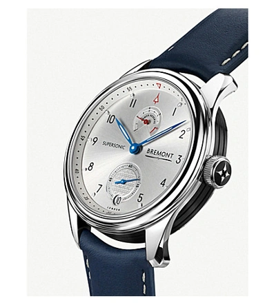 Shop Bremont Supersonic Stainless Steel And Leather Watch In White