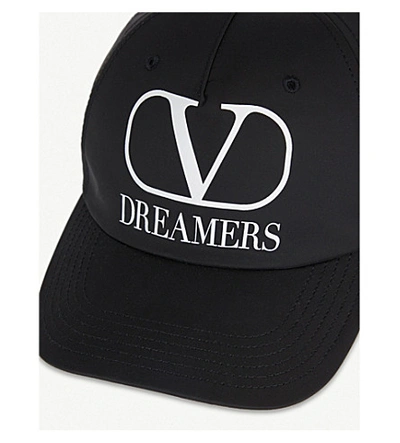 Shop Valentino Dreamers Cotton Baseball Cap In Nero+bianco