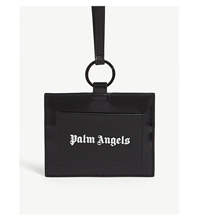 Shop Palm Angels Iconic Neck Card Holder In Black Silver