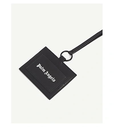 Shop Palm Angels Iconic Neck Card Holder In Black Silver