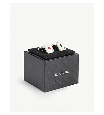 Shop Paul Smith Aces Card Cufflinks In Silver