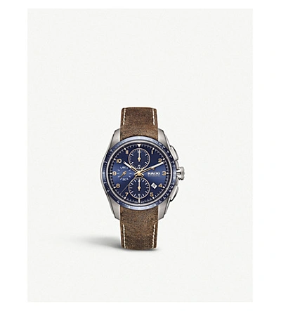 Shop Rado R32042205 Hyperchrome Automatic Chronograph Stainless-steel And Leather Watch In Blue