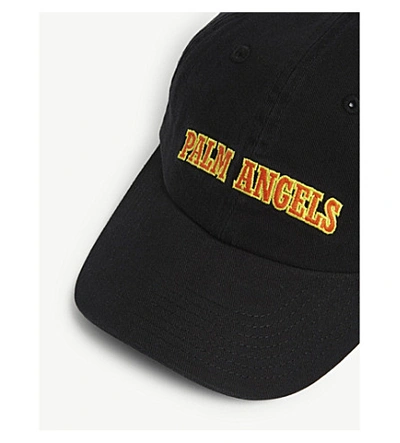 Shop Palm Angels Logo Cotton Baseball Cap In Black