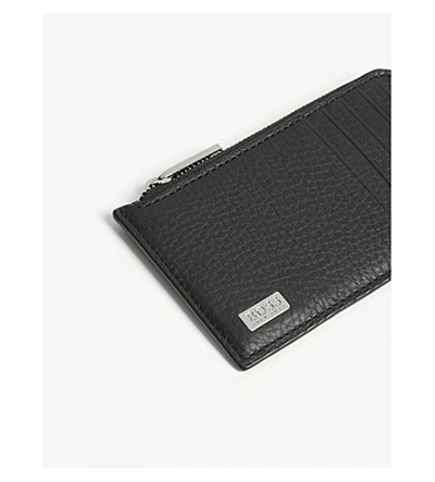 Shop Hugo Boss Crosstown Leather Zip-around Wallet In Black